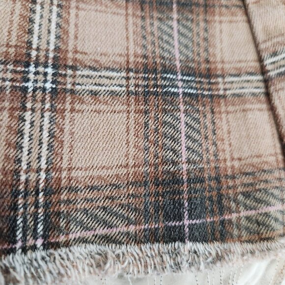 Y2K FOREVER 21 Plaid High Rise Flare Jeans 26 Stretch Raw Hem‎ Boho Hippie Pants - Picture 13 of 16